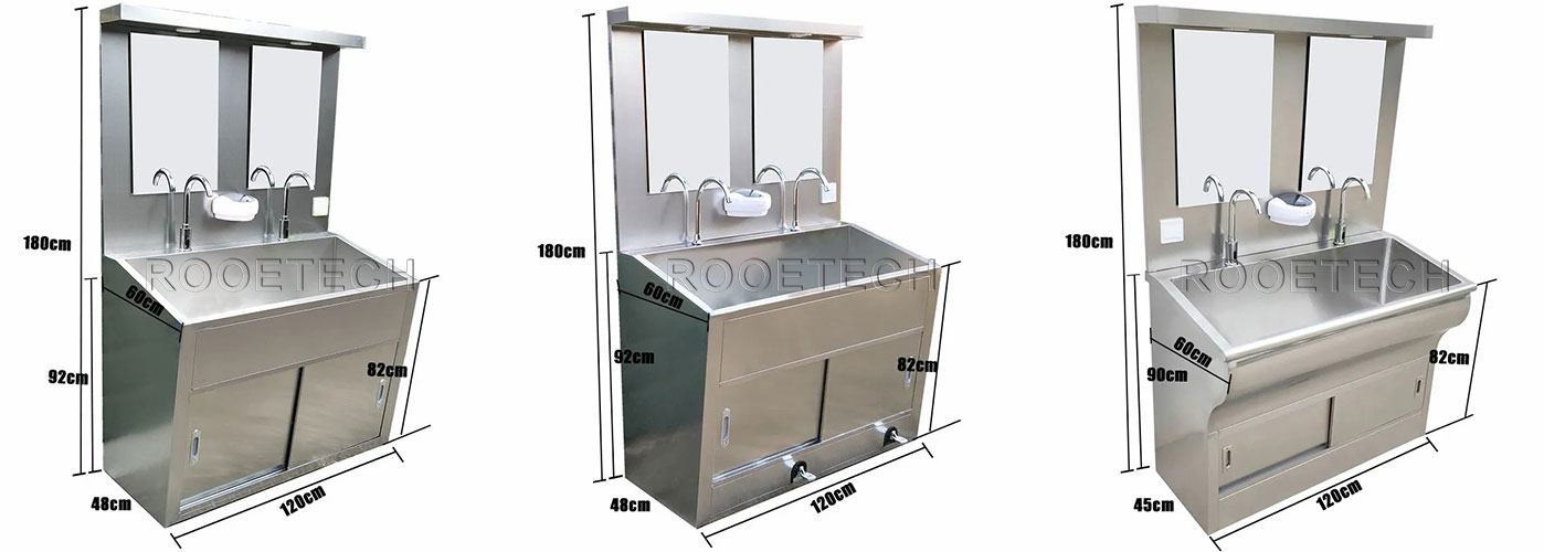 surgical scrub sink, surgical washing basin, wash basin with foot pedal, scrub sink for operating room