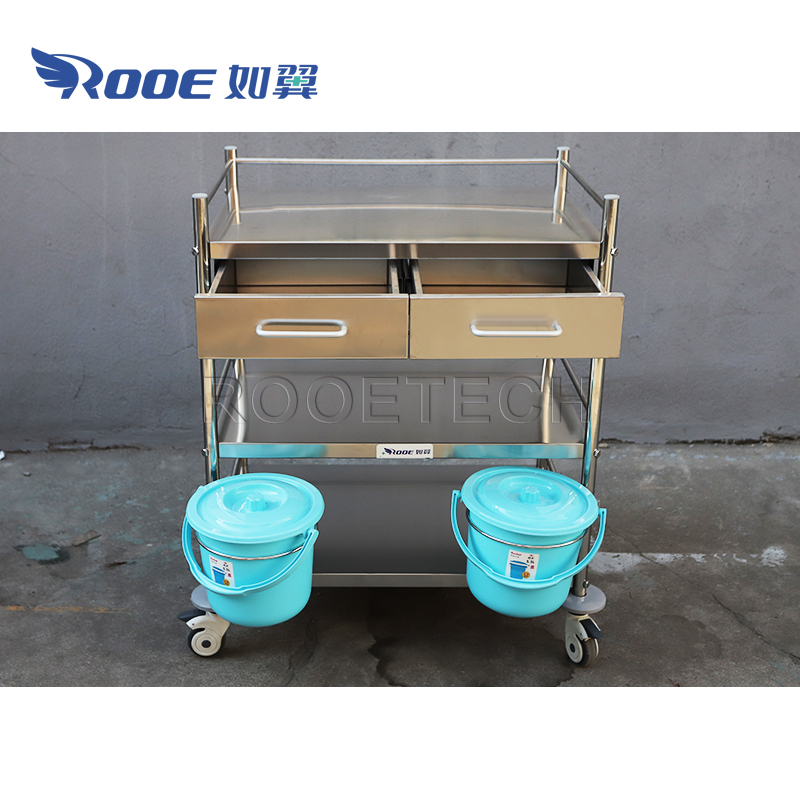 BSS300D2 Stainless Steel Medical Cart Ward Rounds Trolley Multifunction Cart (3).jpg