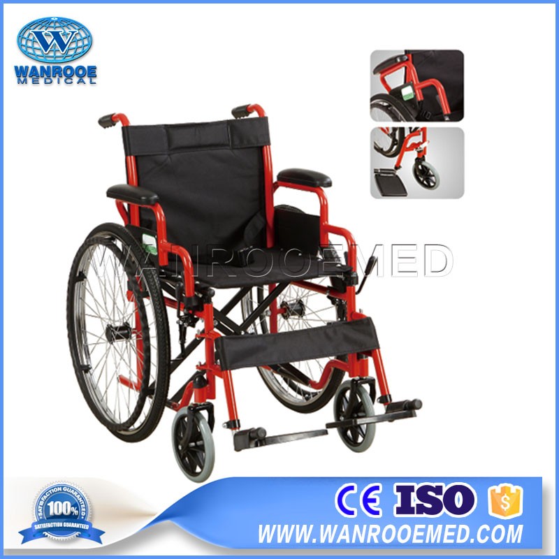 BWHM-1A19 Steel Frame Manual Lightweight Hospital Wheelchair For Disabled Patient