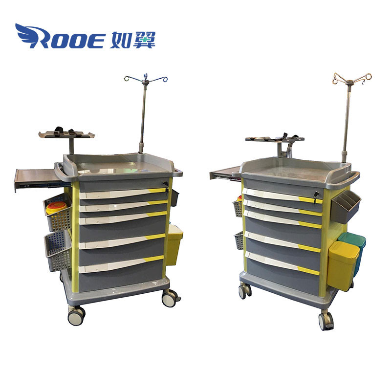 WECARE Plus Series Medical Drawer Cart Emergency Resuscitation Trolley Anesthesia Supply Cart