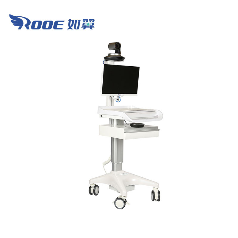 BWT-007 Plus Mobile Computer Cart Dual Monitor Workstation Electric Lifting Telehealth Cart