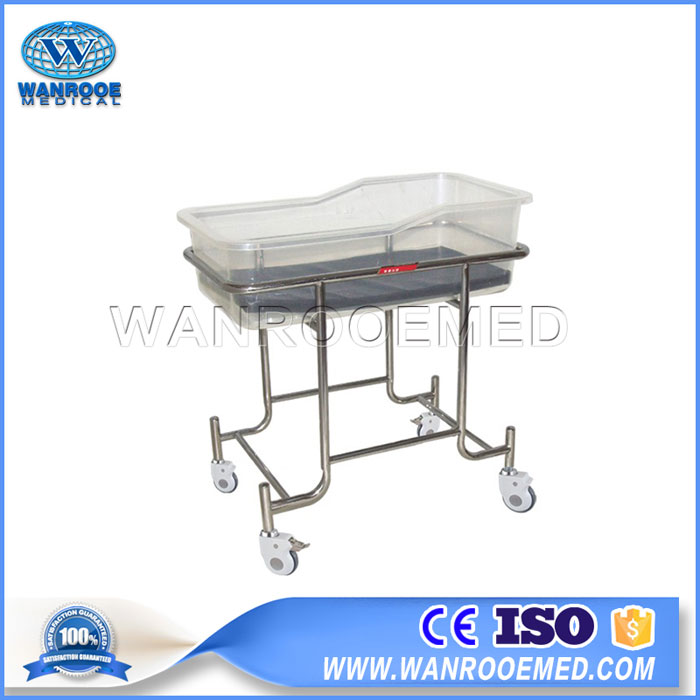 BBC003 Hospital Stainless Steel Infant Cot Portable Mobile Baby Cribs With Mattress