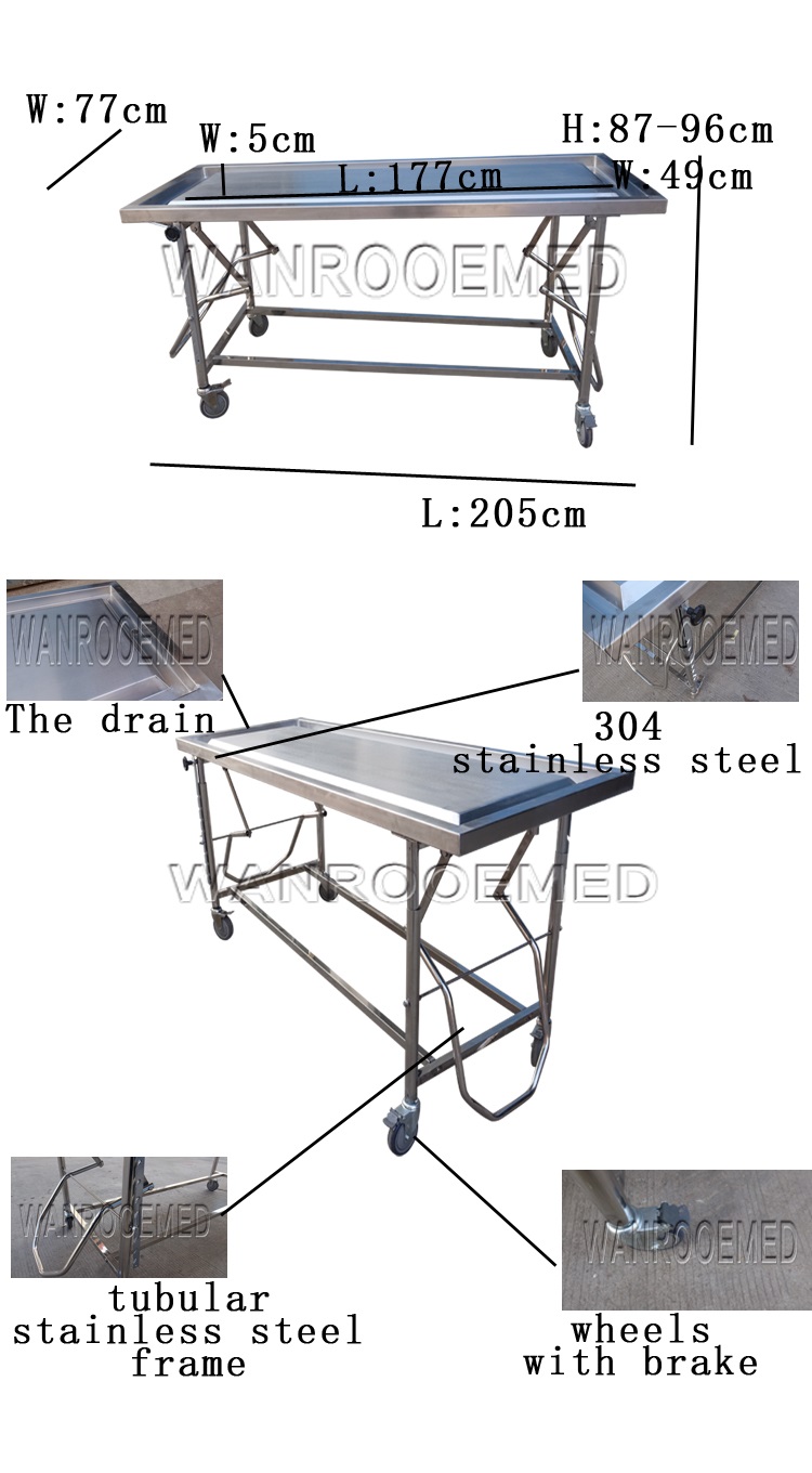 stainless steel autopsy table,mortuary washing table,funeral trolley,mortuary trolley for sale,autopsy cart