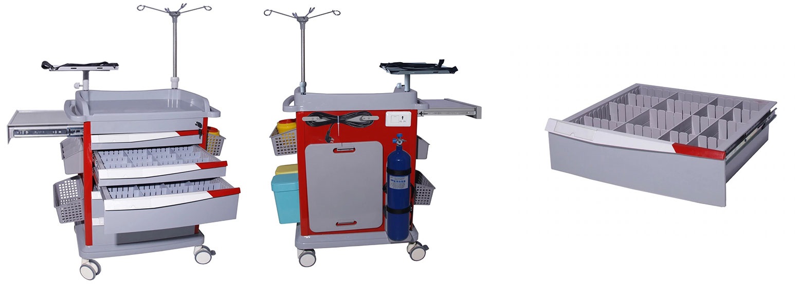 medical drawer cart,anesthesia supply cart,emergency resuscitation trolley,emergency cart,anesthesia crash cart