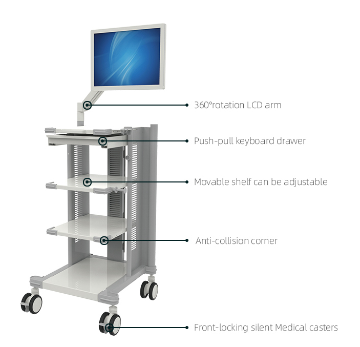 endoscopy procedure carts, endoscopy trolley, endoscopy workstations with scope holders