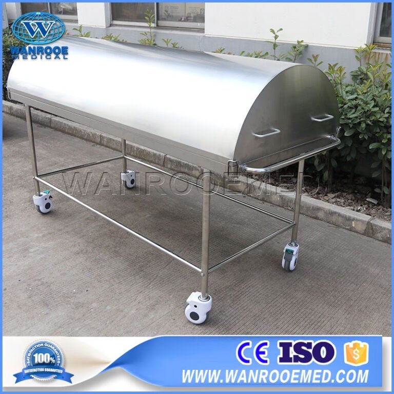 GA201B Hospital 304 Stainless Steel Mortuary Autopsy Corpse Transport Trolley with Cover 