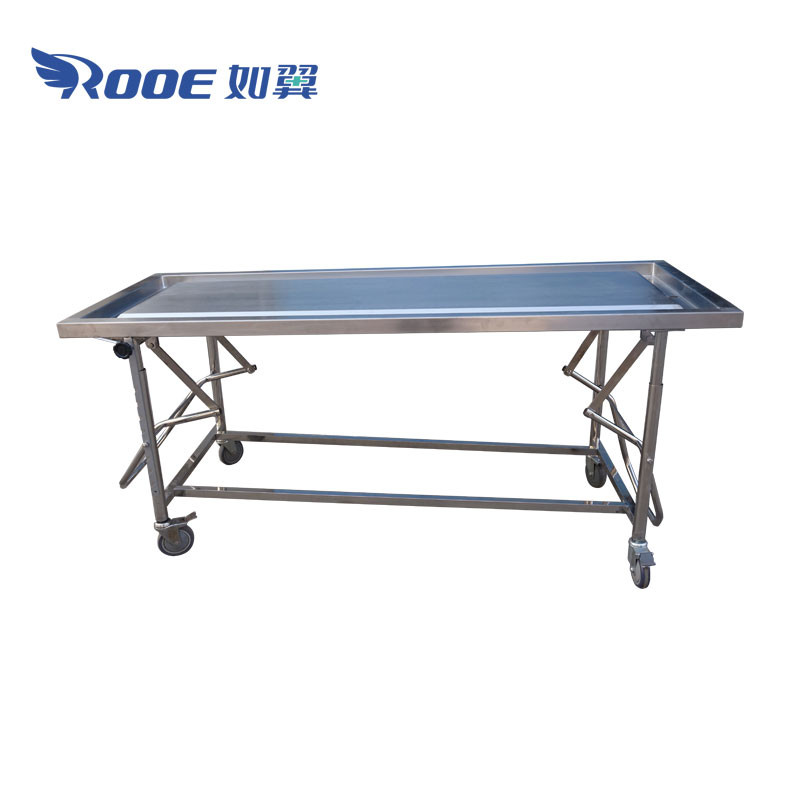 GA205 Funeral Trolley Stainless Steel Autopsy Table Cart Mortuary Washing Table