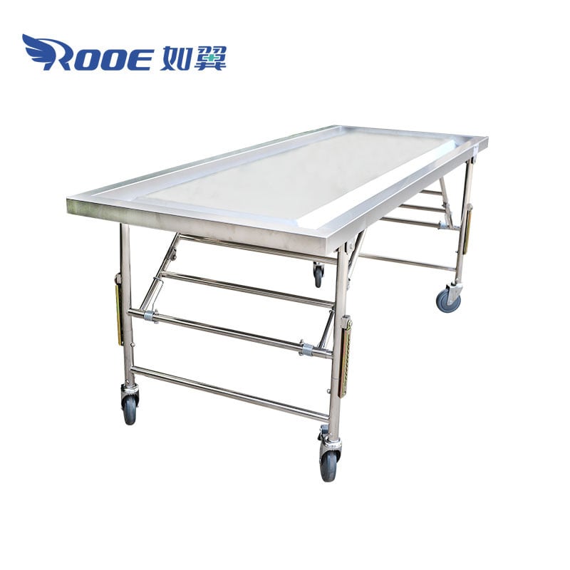 GA204 Mortuary Funeral Trolley Autopsy Cart Cadaver Dissection Table