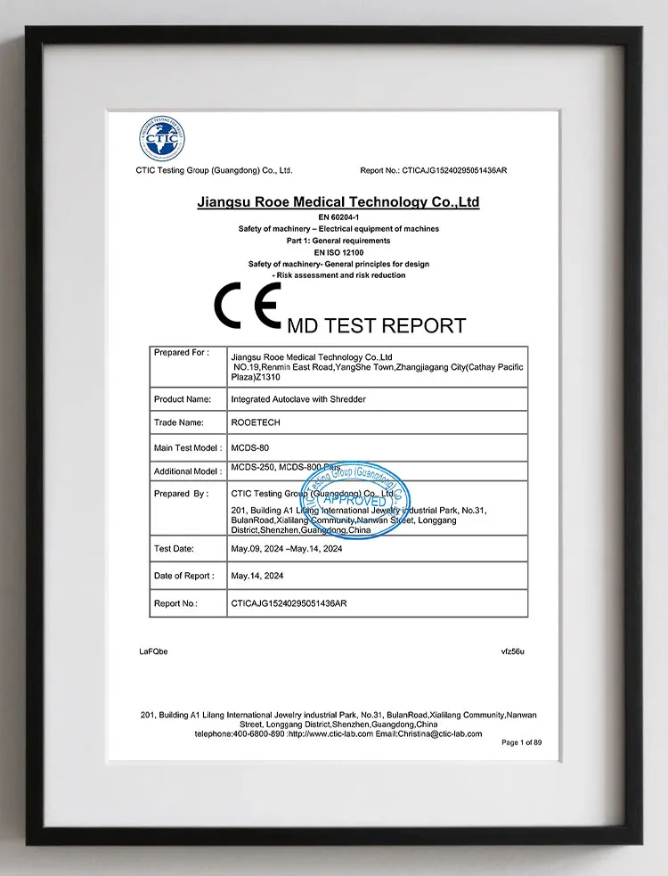 CE MD Test Report-Integrated Autoclave with Shredder 1
