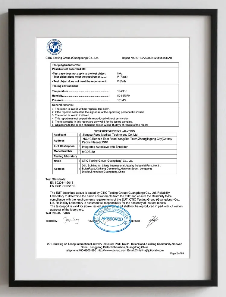 CE MD Test Report-Integrated Autoclave with Shredder 2